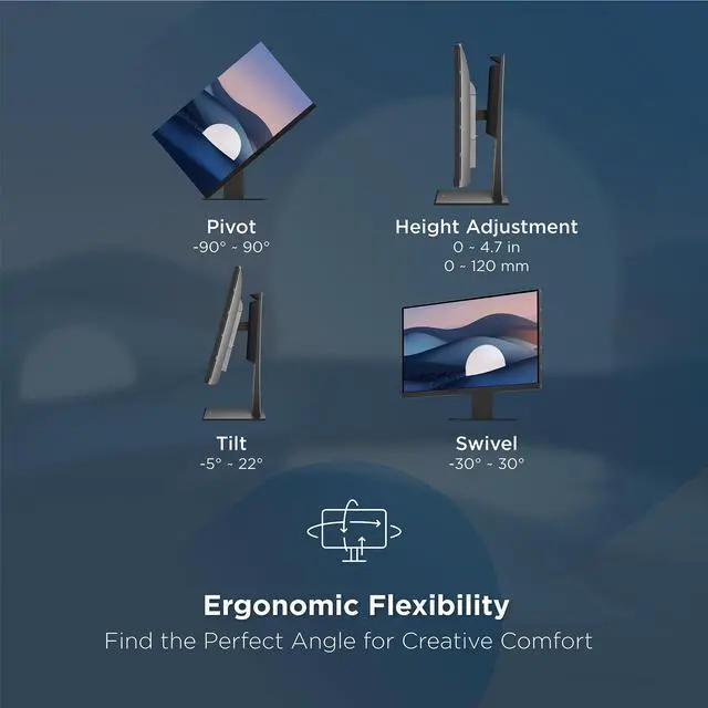 Alt view image 5 of 20 - ViewSonic VP2488-4K 24 Inch 4K Mac-Ready Monitor with 100%sRGB, 98% DCI-P3, Pantone Validated, Advanced Ergonomics, Thunderbolt 4, USB Hub, HDMI, and DP for Home and Office