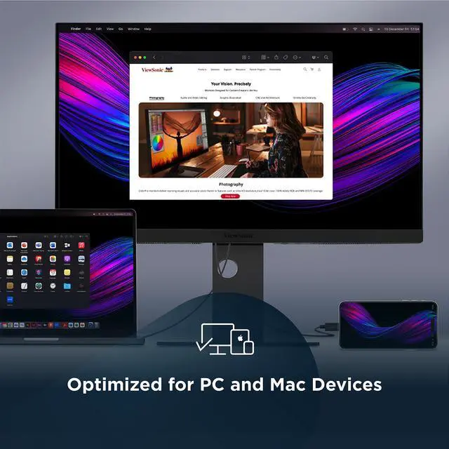 Alt view image 7 of 20 - ViewSonic VP2488-4K 24 Inch 4K Mac-Ready Monitor with 100%sRGB, 98% DCI-P3, Pantone Validated, Advanced Ergonomics, Thunderbolt 4, USB Hub, HDMI, and DP for Home and Office