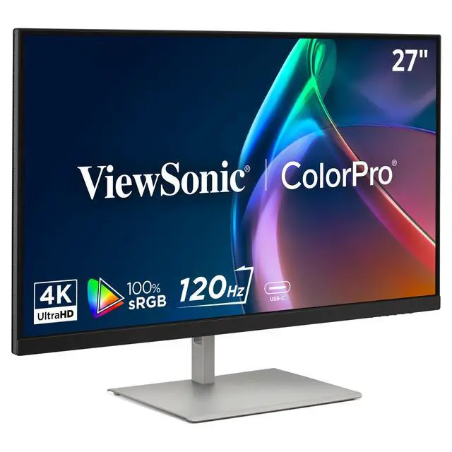 Alt view image 2 of 7 - ViewSonic VP2766-4K 27 Inch 4K UHD ColorPro Monitor, IPS Display with 90W USB-C, 100% sRGB Pantone Validated, and 120Hz for Creative Work, Graphic Design, and Video Editing