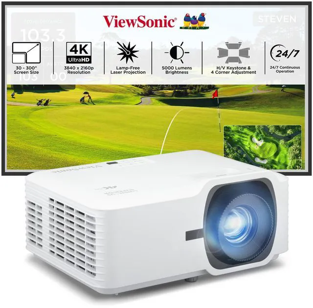 Alt view image 2 of 7 - ViewSonic LS740-4K 5000 ANSI Lumens 4K UHD Laser Projector High Brightness for Installation 1.6x Optical Zoom, H/V Keystone, 4-Corner Adjustment, 360-Degree Projection for Flexible Setup