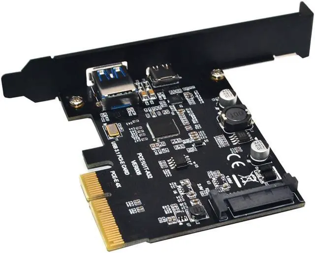 Alt view image 6 of 6 - Add On Card USB 3.1 Type C PCIe Expansion Card PCI-e to 1 Type C and 1 Type A 3.0 USB Adapter PCI Express Riser Card For Desktop