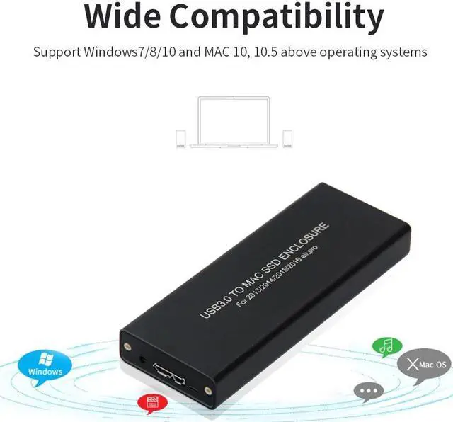 Alt view image 3 of 6 - USB3.0 to Mac SSD Enclosure USB3.0 Aluminum Alloy SSD Enclosure for 2013/2014/2015 MacBook Air/Pro/Retina for Apple SSD Case Box