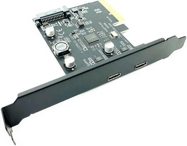 Alt view image 4 of 6 - USB Type C PCI Express Card PCI-E 4X to USB 3.1 Gen2 10Gbps 2-Port Type C Expansion Card ASM3142 Chip SATA Connector For Desktop