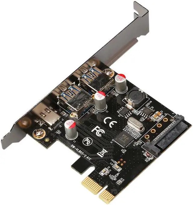 Alt view image 4 of 6 - USB 3.1 Type C PCIe Expansion Card PCI-e to 1 Type C and 2 Type A 3.0 USB Adapter PCI Express Riser card For Desktop VL805 Chips