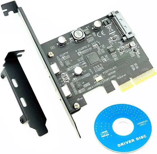 Main image of USB Type C PCI Express Card PCI-E 4X to USB 3.1 Gen2 10Gbps 2-Port Type C Expansion Card ASM3142 Chip SATA Connector For Desktop