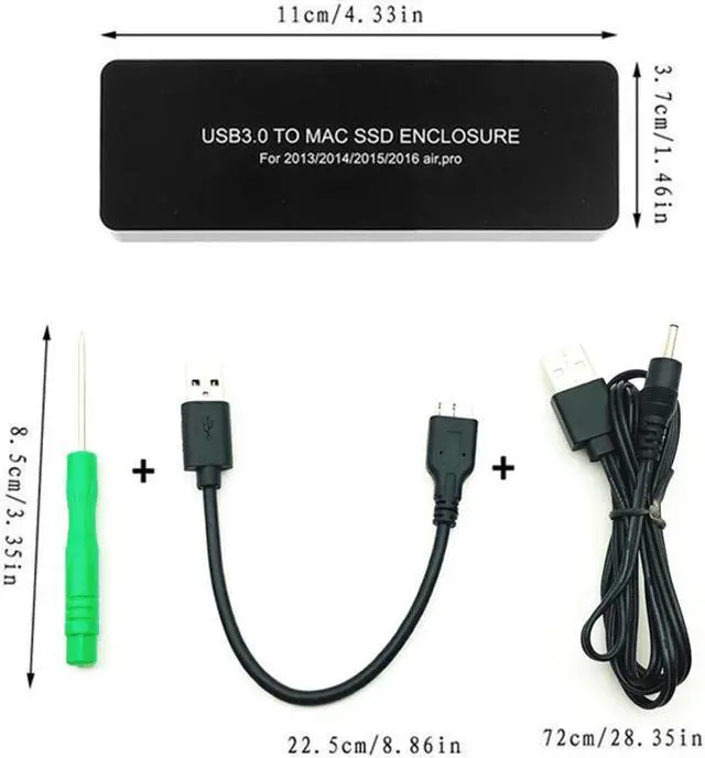 Alt view image 2 of 6 - Macbook Air SSD Enclosure Case For Air Pro Retina 2013 2014 2015 2016 Hard Disk Box Usb3.0 A1466 A1465 A1398 A1502