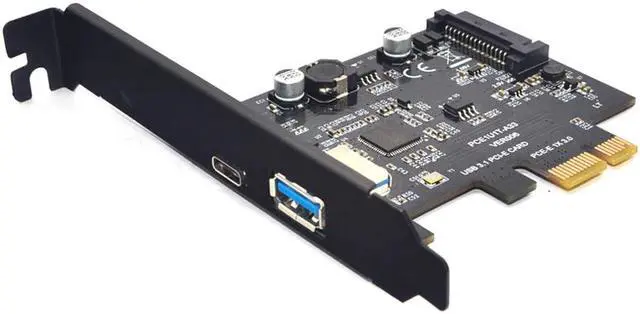 Main image of SuperSpeed USB 3.1 Type C + USB 3.0 PCI-Express Expansion Card Riser 15pin SATA Power Connector PCIE X1 Adapter ASM3142 Chipsets