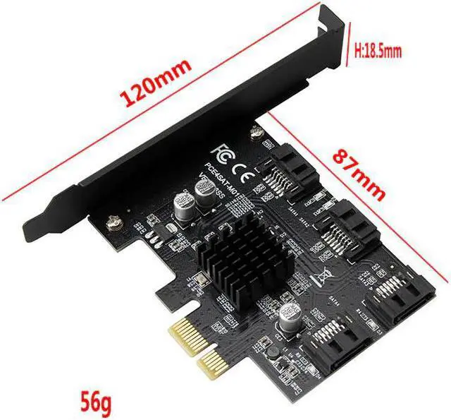 Alt view image 2 of 5 - SATA Card 4 Port SATA III 3.0 6Gb Expansion Card Adapter PCI Express Controller Card Marvell 88SE9215 Chip with SATA Cable