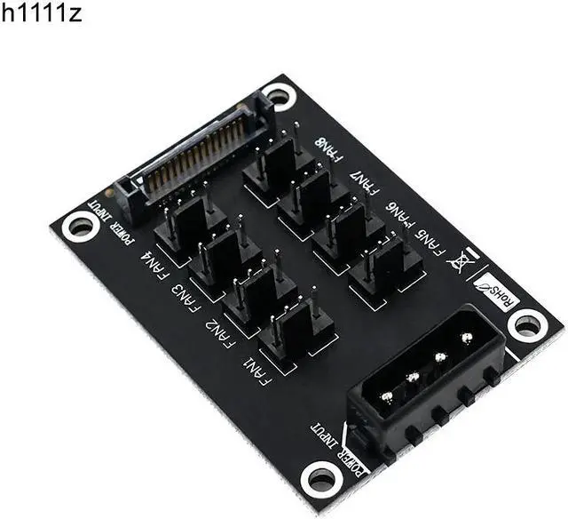 Main image of Fan Hub Computer 12V Mini Fan Controller Molex 4Pin SATA 15Pin Power 8Port 4Pin Fan Splitter Hub for PC Desktop RGB CPU Fans Hub