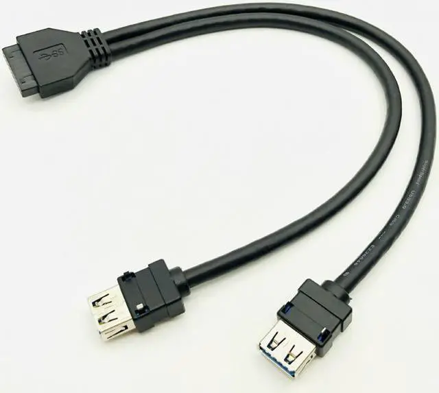 Alt view image 3 of 6 - Misskit USB3.0 Cable USB Connector for PC Front Panel USB Hub USB 3.0 20pin Header Dual Port USB3 Adapter Fixed Foot for DIY Panel Mount