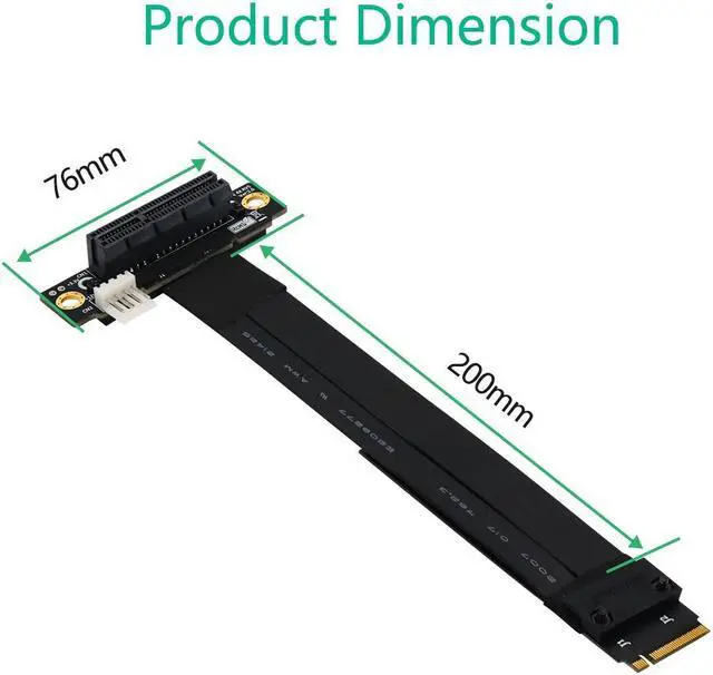 Alt view image 4 of 6 - Riser PCIe x4 3.0 Extension Cable PCI Express 4x To M.2 NVMe M Key 2230 2242 2260 2280 Riser Card Gen 3.0 Extender Cable 32G/bps