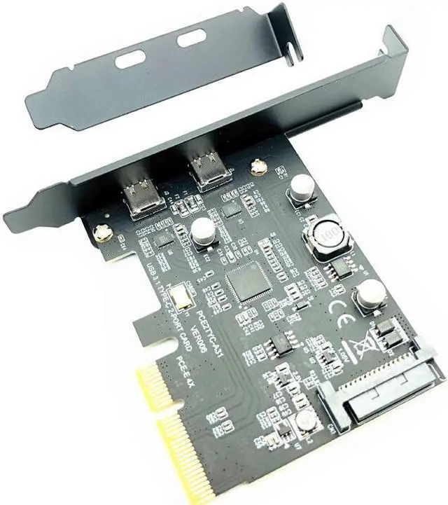 Alt view image 2 of 6 - USB Type C PCI Express Card PCI-E 4X to USB 3.1 Gen2 10Gbps 2-Port Type C Expansion Card ASM3142 Chip SATA Connector For Desktop