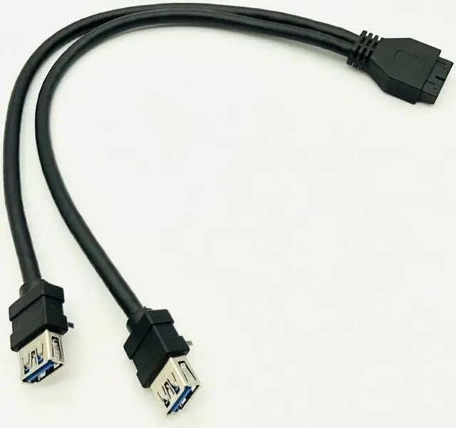 Alt view image 2 of 6 - Misskit USB3.0 Cable USB Connector for PC Front Panel USB Hub USB 3.0 20pin Header Dual Port USB3 Adapter Fixed Foot for DIY Panel Mount