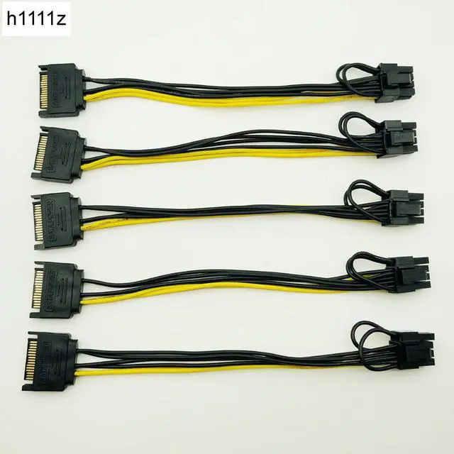 Main image of 5PCS New 15pin SATA Male to 8pin(6+2) PCI-E Power Supply Cable 20cm SATA Cable 15-pin to 8 pin cable 18AWG Wire for Graphic Card