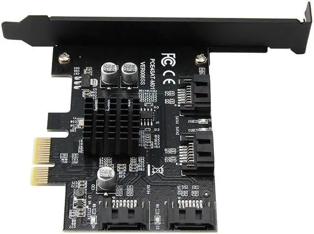 Alt view image 5 of 5 - SATA Card 4 Port SATA III 3.0 6Gb Expansion Card Adapter PCI Express Controller Card Marvell 88SE9215 Chip with SATA Cable