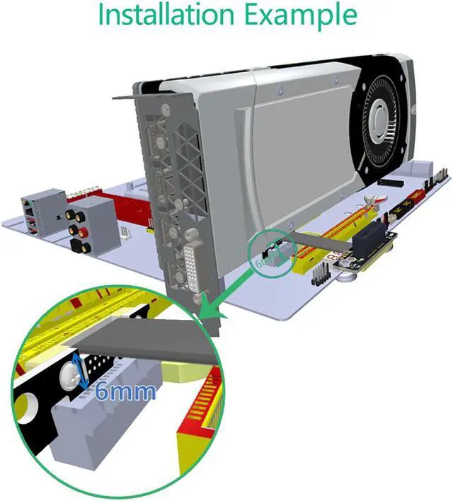Alt view image 5 of 5 - Misskit PCIE Riser High Speed PCI Express 3.0 1X Flexible Cable Riser Card Extension Port Adapter Dual Vertical 90 Degree +Magnetic Foot(1.96")