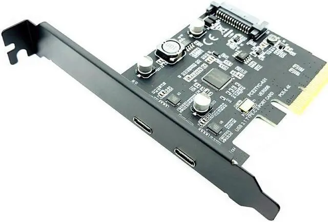 Alt view image 3 of 6 - USB Type C PCI Express Card PCI-E 4X to USB 3.1 Gen2 10Gbps 2-Port Type C Expansion Card ASM3142 Chip SATA Connector For Desktop
