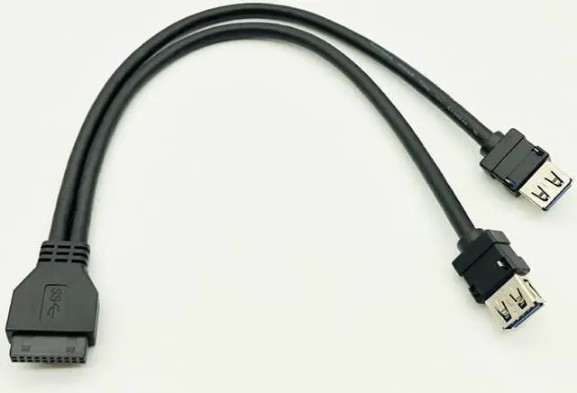 Alt view image 6 of 6 - Misskit USB3.0 Cable USB Connector for PC Front Panel USB Hub USB 3.0 20pin Header Dual Port USB3 Adapter Fixed Foot for DIY Panel Mount