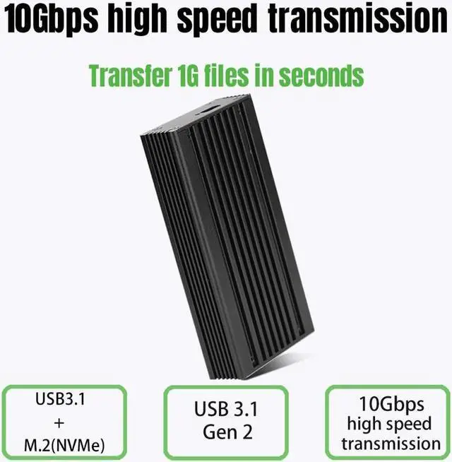 Alt view image 3 of 6 - M2 SSD Case NVME SSD Enclosure M.2 to USB 3.1 Type C External Hard Drive Case for NVME PCIE M Key SSD Hard Disk Case JMS583 Chip