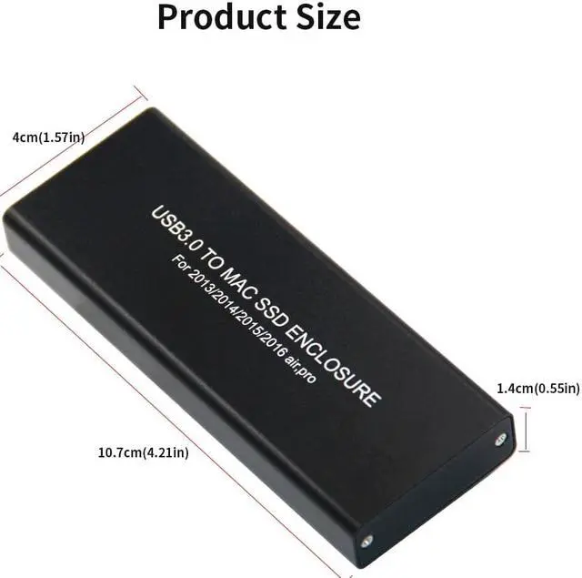 Alt view image 6 of 6 - USB3.0 to Mac SSD Enclosure USB3.0 Aluminum Alloy SSD Enclosure for 2013/2014/2015 MacBook Air/Pro/Retina for Apple SSD Case Box