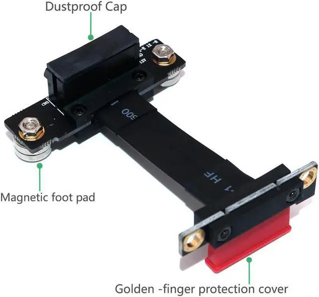 Alt view image 4 of 5 - Misskit PCIE Riser High Speed PCI Express 3.0 1X Flexible Cable Riser Card Extension Port Adapter Dual Vertical 90 Degree +Magnetic Foot(1.96")