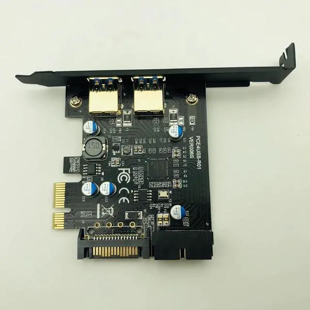 Alt view image 3 of 6 - Super Speed USB 3.0 PCI-E 2 Port PCI Express Expansion Card 19-Pin Power Connector for Desktops PC PCI Express USB 3.0 Cards