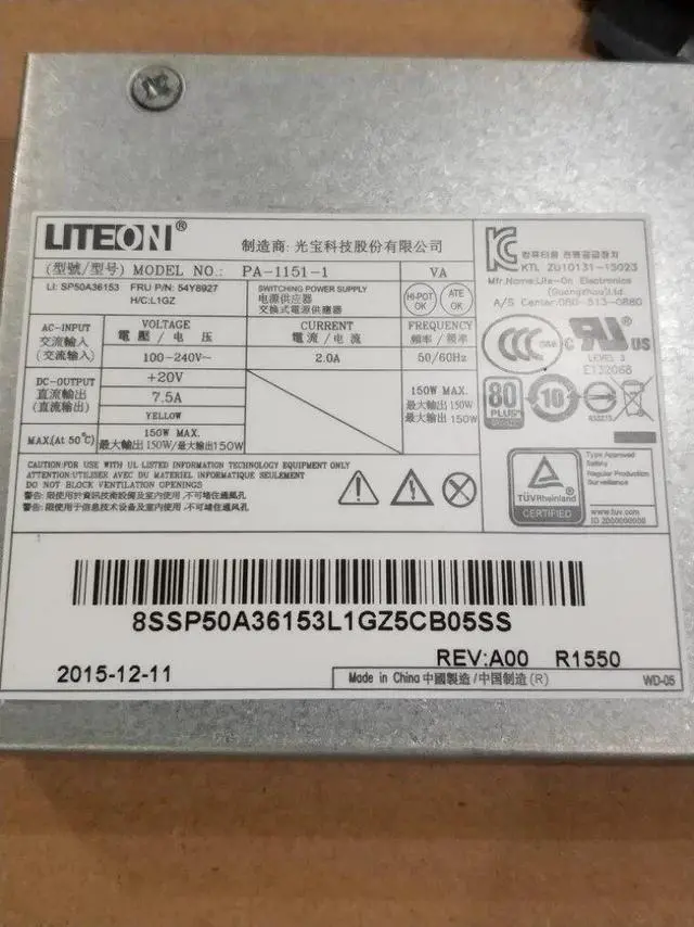 Alt view image 5 of 5 - For Lenovo AIO 700 All-in-One Power Supply PA-1151-1 APE004 PA-1181-2 HKF1501-3B