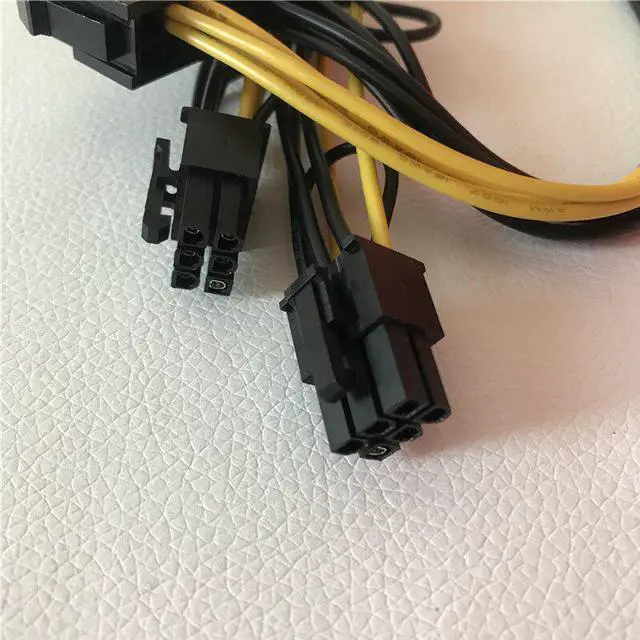 Alt view image 4 of 4 - PC PSU ATX 24-pin female to dual PCI-E 6-pin male converter adapter GPU power cable cord 18AWG 30cm jumper starter