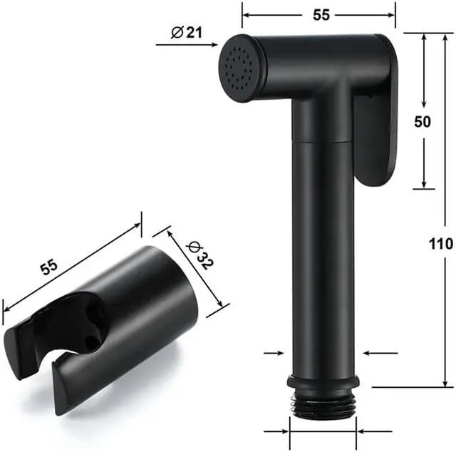 Alt view image 2 of 4 - Black Handheld Bidet Spray Shower Sprayer Set Toilet Faucet Shower Bidet with Hose and Holder Bathroom Accessories Home Imp