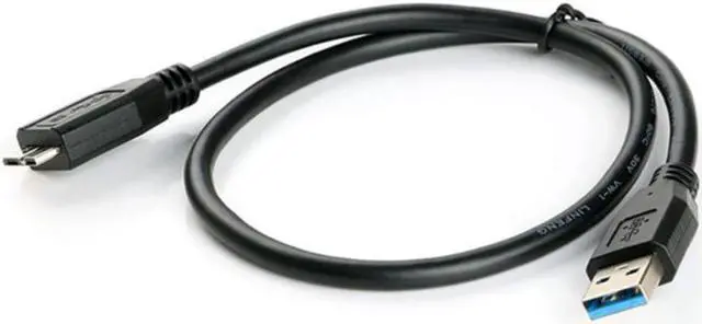 Alt view image 4 of 4 - Cable de datos para disco duro externo, Cable negro Mini portátil USB 3,0 macho A Micro B, 30CM