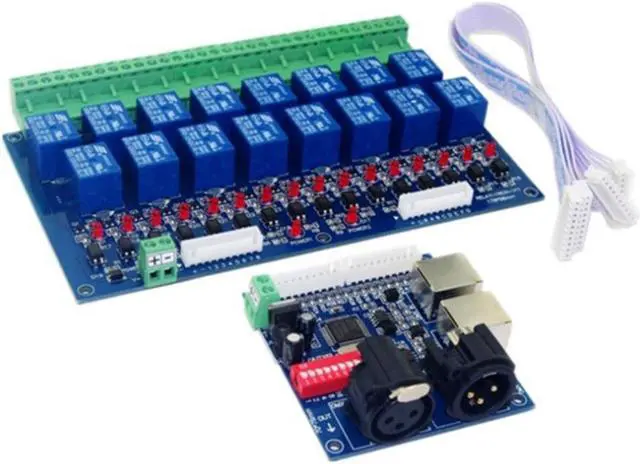 Main image of 16CH Relay Switch DMX512 Controller,Relay Output,DMX Relay Control,16Way Relay Switch DC12V Main-Board & DMX-RELAY-16C