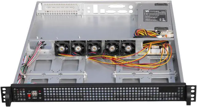 Alt view image 2 of 6 - 1U server chassis / 4 standard 3.5 "hard drive bays or 8 standard 2.5" hard drive bays / 3 4028 double ball fans in the fan shelf / empty chassis
