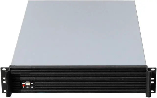 Main image of 2U Server Chassis standard 19 "rack-mount server chassis. The empty Server Chassis front panel and lug handles are made of aluminum