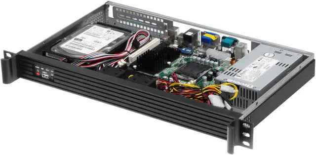 Alt view image 4 of 5 - 1U Server Chassis / Standard 19 "rack-mount server chassis / Aluminum ears and handles / Suitable for installation of 170mm * 170mm (Mini-ITX) motherboard / empty chassis