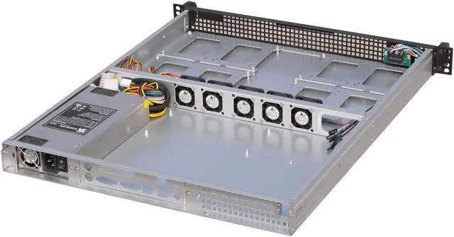 Alt view image 5 of 6 - 1U server chassis / 4 standard 3.5 "hard drive bays or 8 standard 2.5" hard drive bays / 3 4028 double ball fans in the fan shelf / empty chassis