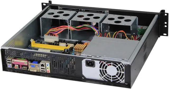 Alt view image 6 of 7 - 2U server chassis, standard 19-inch rack-mounted server chassis, front panel, mounting ears and handles are aluminum profiles/ Four-slot rear window (empty chassis)