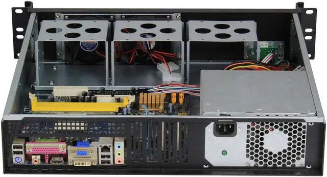 Alt view image 5 of 7 - 2U server chassis, standard 19-inch rack-mounted server chassis, front panel, mounting ears and handles are aluminum profiles/ Four-slot rear window (empty chassis)