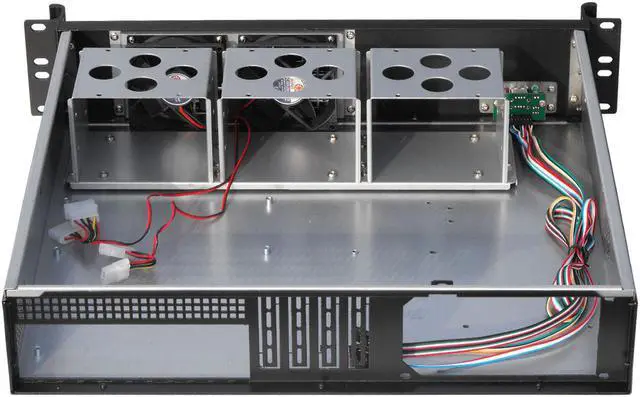 Alt view image 2 of 7 - 2U server chassis, standard 19-inch rack-mounted server chassis, front panel, mounting ears and handles are aluminum profiles/ Four-slot rear window (empty chassis)