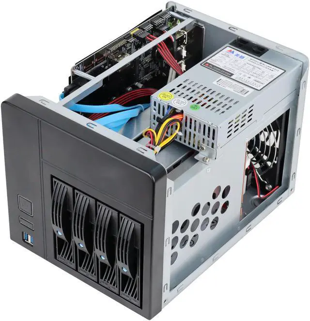 Alt view image 5 of 5 - 4-bay NAS chassis / ATX DIY hot-swappable IPFS server mini mini-itx empty chassis / + Enhance1U 250W power supply