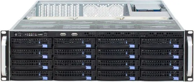 Alt view image 3 of 7 - 3U hot-swappable 16-disk server chassis / with 12Gb / s Expander expansion backplane, Mini-sas HD (SFF8643) interface, with temperature control, with SGPIO, with time-sharing boot / empty chassis