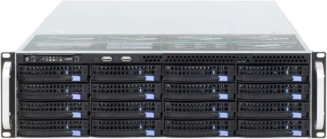 Alt view image 2 of 7 - 3U hot-swappable 16-disk server chassis / equipped with 6Gb / s Expander expansion backplane, Mini-sas interface (SFF8087), with temperature control, with SGPIO, with time-sharing boot / empty chassis