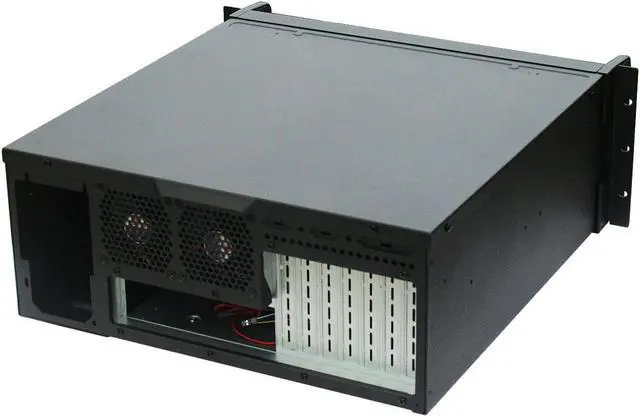 Alt view image 5 of 6 - 4U black industrial control chassis, 8 3.5" hard disk positions, support 12"×9.6" and below size motherboards, support 2 front USB ports, standard PS2 power supply position, empty chassis