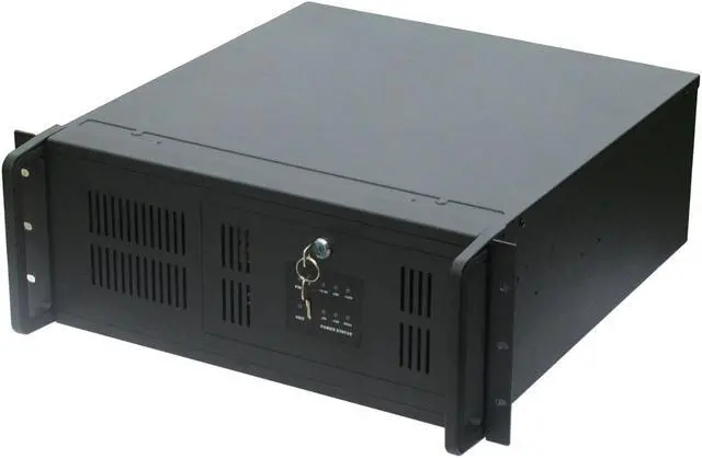 Alt view image 6 of 6 - 4U black industrial control chassis, 8 3.5" hard disk positions, support 12"×9.6" and below size motherboards, support 2 front USB ports, standard PS2 power supply position, empty chassis