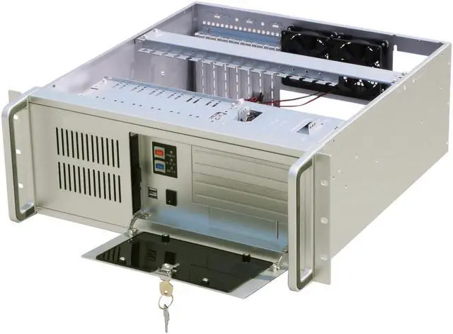 Alt view image 5 of 7 - 4U industrial control rack-mounted industrial chassis, 8 3.5" hard disk bays, 1 3.5" floppy drive bay, compatible with 3.5" PS2 power bays, support 12×9.6" size motherboards, empty chassis