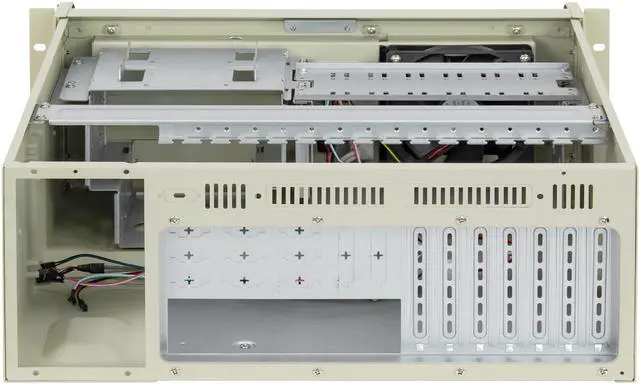 Alt view image 3 of 7 - 4U industrial control rack-mounted industrial chassis, 8 3.5" hard disk bays, 1 3.5" floppy drive bay, compatible with 3.5" PS2 power bays, support 12×9.6" size motherboards, empty chassis