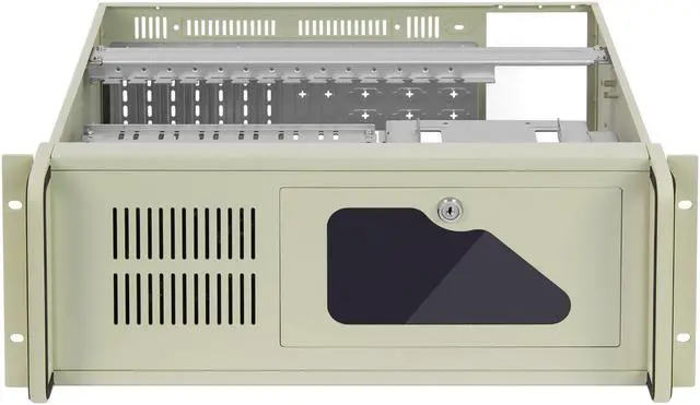 Alt view image 2 of 7 - 4U industrial control rack-mounted industrial chassis, 8 3.5" hard disk bays, 1 3.5" floppy drive bay, compatible with 3.5" PS2 power bays, support 12×9.6" size motherboards, empty chassis