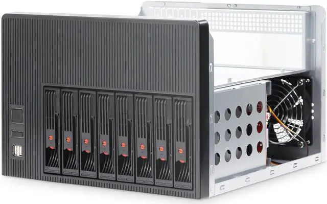 Alt view image 5 of 7 - 8bay vertical plug-in NAS storage hot-swappable chassis, 8 hot-plug 3.5HDD, compatible with 2.5 SSD, 2 4-bit hard disk backplanes, 6GB SATA, suitable for motherboard micro-atx (9.6*9.6) empty chassis
