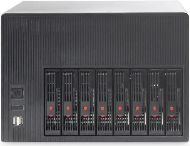 Alt view image 2 of 7 - 8bay vertical plug-in NAS storage hot-swappable chassis, 8 hot-plug 3.5HDD, compatible with 2.5 SSD, 2 4-bit hard disk backplanes, 6GB SATA, suitable for motherboard micro-atx (9.6*9.6) empty chassis