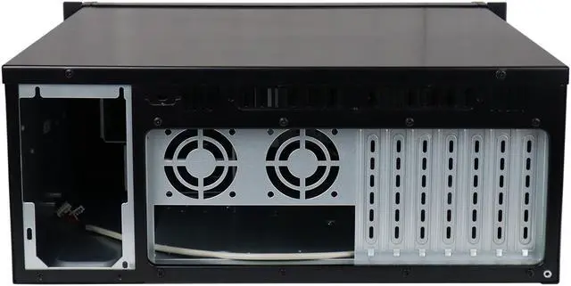 Alt view image 4 of 4 - Black 4U industrial control chassis, seven-slot standard 19" rack-mounted industrial chassis, 2 3.5" hard drive bays, 1 2.5" hard drive bay, support 12"×9.6" and below empty motherboard chassis