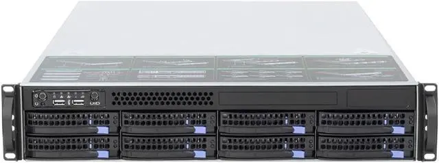 Alt view image 5 of 7 - 2U hot swappable 8-bay storage server directly connected 6GB/SATA backplane for E-ATX motherboard empty chassis